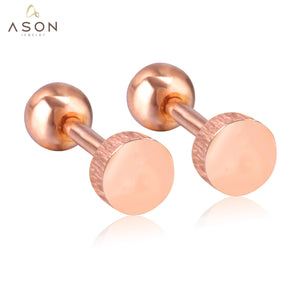 ASON – boucles d'oreilles géométriques en or Rose/noir pour femmes, bijoux en acier inoxydable, accessoires cadeaux, Triangle/cercle/carré