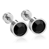 ASON 3-7mm redondo cristal tornillo Piercing pendientes Color oro negro acero inoxidable mujer regalo de Navidad joyería de fiesta