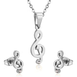 ASON couleur or 316L acier inoxydable ensembles de bijoux pour femmes 2019 musique pendentif collier petites boucles d'oreilles pour Femme 