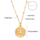 Beads Chains Big Compass Charm Pendant Necklace Stainless Steel Gold Color Man Necklace Round Charms Hiphop Jewelry