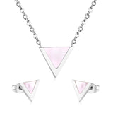 ASON Children Triangle Pendant Necklace Stainless Steel Small Stud Earrings Shell Jewelry Sets Party For Girl Women Fashion