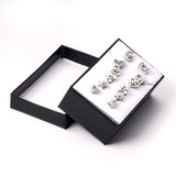 ASON 6pairs/Box Star/Heart Shape with Ball Small Piercing Stud Earring Stainless Steel Silver Color Earrings Set For Women