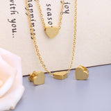 ASON Stainless Steel Double Heart Pendants Women Choker Necklaces Gold Color Multialyer Chains Necklace Party Gift Jewelry