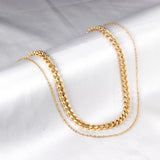 ASON Multi-layer Necklace Stainless Steel Cuban Link Cool Chain for Women Men Party Gift Jewelry Gold Color Choker Necklace