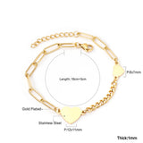 ASON Trendy Heart Shape Charms Bracelet Stainless Steel Bangle Bracelets for Women Gold Color Hand Chain Fashion Jewelry