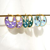 Unique Trendy Woman's Hoops Earrings Blue Acrylic Green Purple Earrings Hyperbole Jewelry Floral Circles Earrings