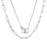 ASON – collier multicouche en acier inoxydable pour femmes, couleur or, trombone, chaîne, ras du cou, boucle, pendentif, bijoux, cadeau à la mode 