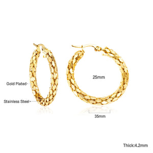 ASON Trendy Snake Hoop Earring Stainless Steel Geometric Earrings for Women Wedding Gift Fashion Jewelry Accessories