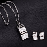 Trendy Stainless Steel Dubai Jewelry Set Geometry Pendant Necklace Earrings Crystal For Women Girls Jewelry Sets