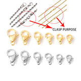 ASON 100Pcs/Lot Gold/Silver Color Stainless Steel Lobster Clasp Hooks Necklace Bracelet Accessories For Jewelry Making Supplies