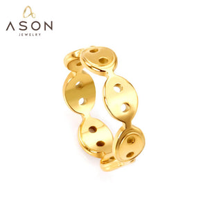 ASON Gold Color Geometric Ring 316L Stainless Steel Fashion Finger Ring for Women Men Jewelry Accessories Gift