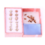 ASON petites boucles d'oreilles bijoux à la mode couleur or Rose fleur arbre sourire lettre 6 paires/boîte en acier inoxydable boucles d'oreilles ensembles fête 