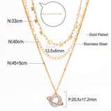 Collier avec pendentif Triple couche en zircone AAA brillante, Design planète, mélange d'étoiles, bijoux tendance des années 90 