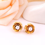 Women серёж Christmas Party Imitation Pearl Stud Earrings Rose Shape Cute Romantic Ladies Jewelry Piercing Earrings