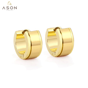 ASON Trendy Stainless Steel Thick Earrings Gold Color Piercing Boho Hoops Earring for Women Girl Gift Fashion Jewelry