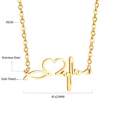 ASON Gold Color Stainless Steel Pendant Necklace for Lover Fashion Love Heartbeat Necklaces Valentine's Day Gift Jewelry