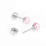 ASON – boucles d'oreilles Piercing en perles d'eau douce, couleur blanc/rose, couleur argent, acier inoxydable, pour filles et femmes, cadeau en gros 