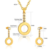 ASON Classic Drop Earrings For Women/Girl Stainless Steel Hollow Out Round Pendant Necklace Earrings Sets Party Daily Wear