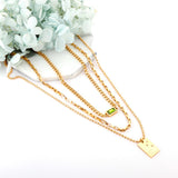 Collier carré vert brillant en zircone pour femmes, pendentif carré Triple multicouche, chaînes mixtes, Collier épais 