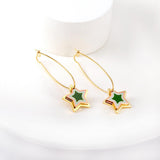 Korean Thin Hoop Earrings For Women Oval Hoops with Colorful Star Heart Charm Stainless Steel Jewelry Accessories