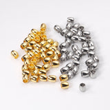 ASON 100 unids/lote cuentas espaciadoras bola suelta ovalada 316L Acero inoxidable Color dorado plata para DIY pulsera collar fabricación de joyas