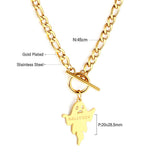 ASON Trendy Halloween Ghost Link Chain With OT Clasp Pendant Necklace Gold Color Stainless Steel For Women Men Jewelry Boho