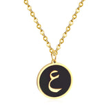 ASON – collier avec pendentif en forme de coquille blanche/noire, couleur or, lettre initiale, chaîne Alphabet en acier inoxydable, pour cadeau, ras du cou 