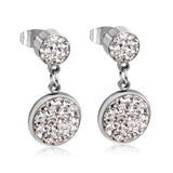 ASON Round Cubic Zircnia Drop Earrings Stainless Steel 2022 New Punk Earrngs for Girl/Women Daily Wear