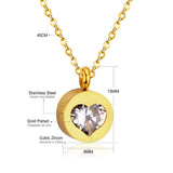 ASON Heart Cubic Zirconia Round Pendants Stainless Steel Chains Necklace Gold Color Accessories Wholesale Daily Wear Choker