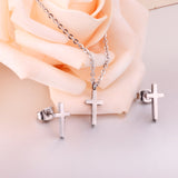 Hot Sale Jewelry Cross Pendant Necklace Earring Sets For Men/Boss Gift Made By Stainless Steel