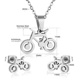 ASON – ensemble de bijoux couleur or, en acier inoxydable 316L, pour femmes et hommes, pendentif en forme de vélo, collier, petites boucles d'oreilles pour femmes 