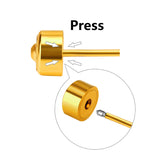 ASON Round Ball Press Piercing Stud Earrings Gold Color Stainless Steel for Women Baby Kids 3mm/4mm/5mm Jewelry Wholesale