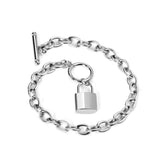 ASON Gold Color Key Lock Charm Pendant Punk Bracelet Stainless Steel Bangle for Women Men Party Gift Fashion Jewelry