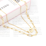 ASON Stainless Steel Gold Color Multi Layer Paperclip Chain Necklace Choker Buckle Pendant for Women Jewelry Fashion Gift