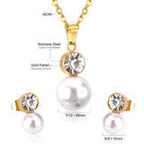 ASON  Classic Jewelry Dubai Jewelry Sets Round Imitation Pearl Pendant Necklace Earring Sets With Round Zirconia Pendants