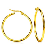 Classical Stainless Steel Earings 25mm Gold Steel color Zircon Hoop Earrings Set for Women's Fashion Jewelry brinco