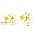 ASON Cute Small Flower Shape Piercing Stud Earrings Gold Color Stainless Steel for Girl Women Fashion Jewelry Accessories