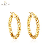 ASON Trendy Snake Hoop Earring Stainless Steel Geometric Earrings for Women Wedding Gift Fashion Jewelry Accessories