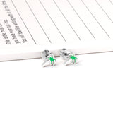 ASON Cute Children's Stud Earrings Silver Color Stainless Steel Coconut Tree Cartoon Ear Studs for Girl Jewelry Gift