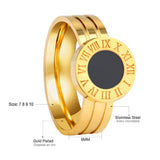 ASON Famous Brand Women Rings Gold Color White/Black Shell Stainless Steel Roman Numeral Engagement Rings Luxury Accessorie