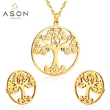 ASON 316L Stainless Steel Bridal Inner Tree Pendant Wedding Jewelry Set for Women 2019 Necklace Pendant Small Stud Earring