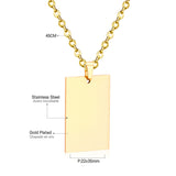 Collier ras du cou doré en acier inoxydable, pendentif rond/carré/Rectangle pour hommes/femmes, chaîne, étiquette vierge 