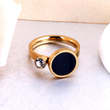 Trendy Women Black Stone Ring With Cubic Zirconia For Decor No Fade Rings Jewelry USA Size 6-8