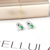 ASON Cute Children's Stud Earrings Silver Color Stainless Steel Coconut Tree Cartoon Ear Studs for Girl Jewelry Gift