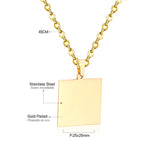 Collier ras du cou doré en acier inoxydable, pendentif rond/carré/Rectangle pour hommes/femmes, chaîne, étiquette vierge 