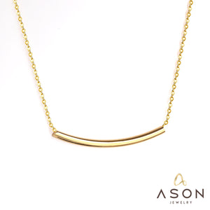 ASON Simple Style Curve Tube Pendants Necklaces Stainless Steel Gold Color Chains Necklaces Party Gift Wholesale Chokers