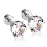 ASON Stainless Steel Round Cubic Zirconia Piercing Stud Earrings Women Girl Gold Color Earring Fashion Jewelry Party Gift