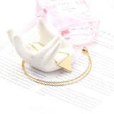 Fashion Gold Triangle Pendant Link Chain Choker Necklace Women  Jewelry Stainless Steel Babygirl Necklaces Set