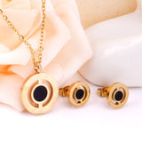 ASON Round Love Shell Top 316L Stainless Steel Gold Wedding Jewelry Sets for Women Necklace Pendant Small Stud Earring