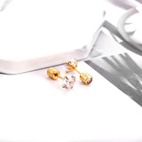 ASON Twist Back blanco redondo Zirconia cúbica Piercing Stud pendiente Color oro Acero inoxidable moda para mujer joyería diaria